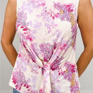Floral Knot-Front Sleeveless Top